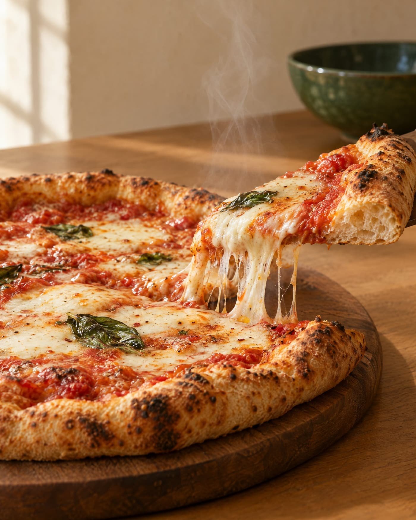 Pizza recién salida del horno